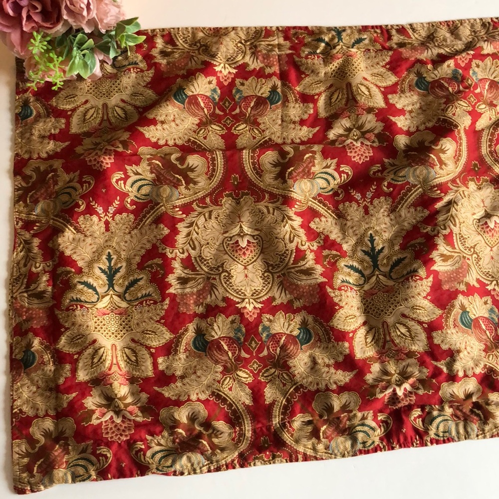Ralph Lauren Jardiniere Pillow Sham Sateen Paisley Red Gold Vintage 90s